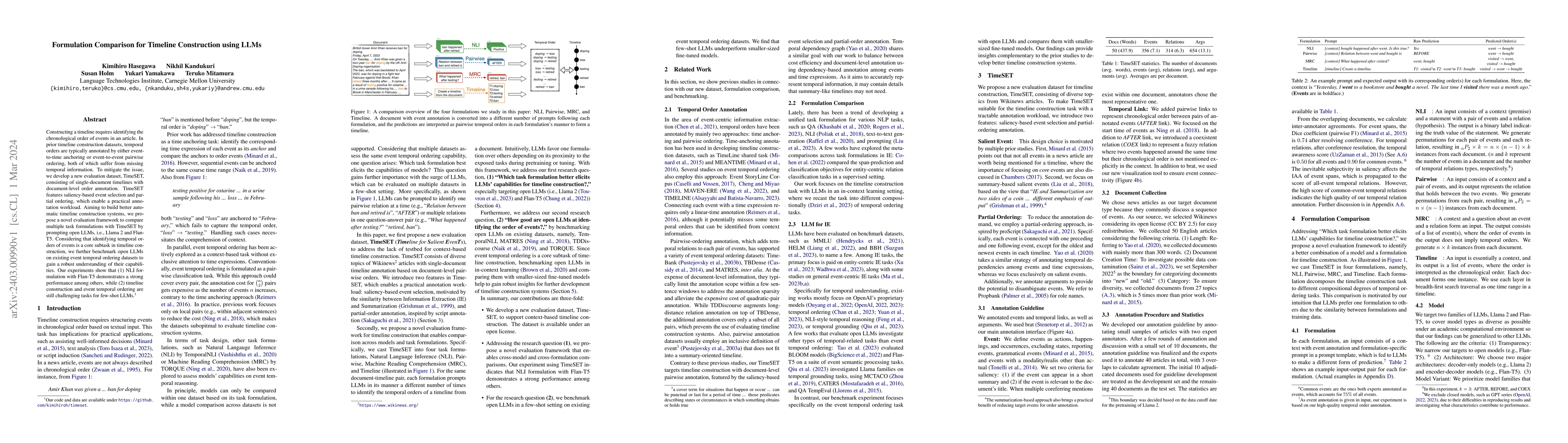 Thumbnail for Formulation Comparison for Timeline Construction using LLMs