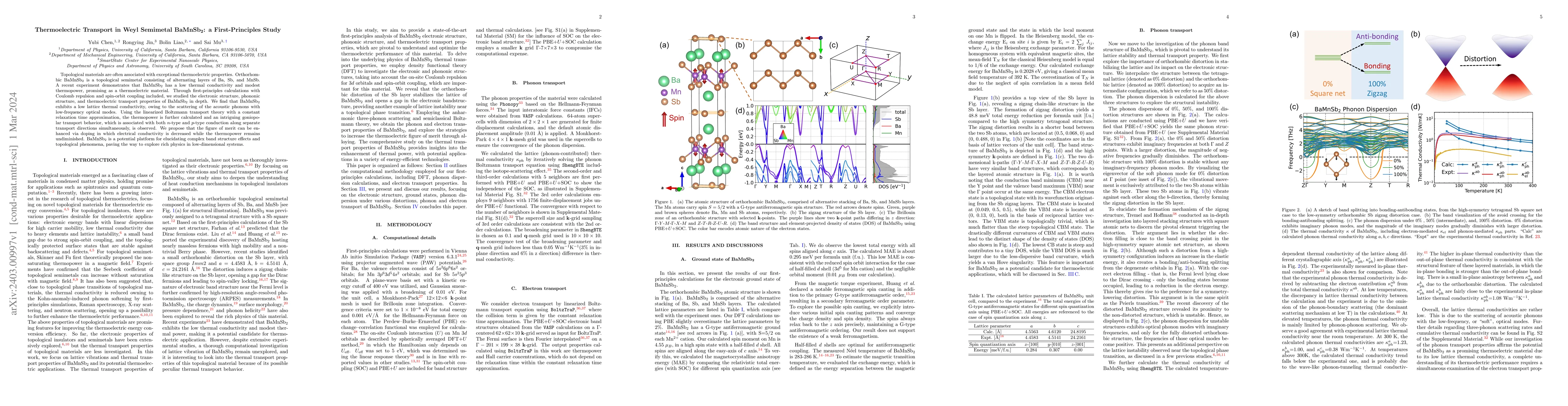 Thumbnail for Thermoelectric Transport in Weyl Semimetal BaMnSb2: a First-Principles
  Study