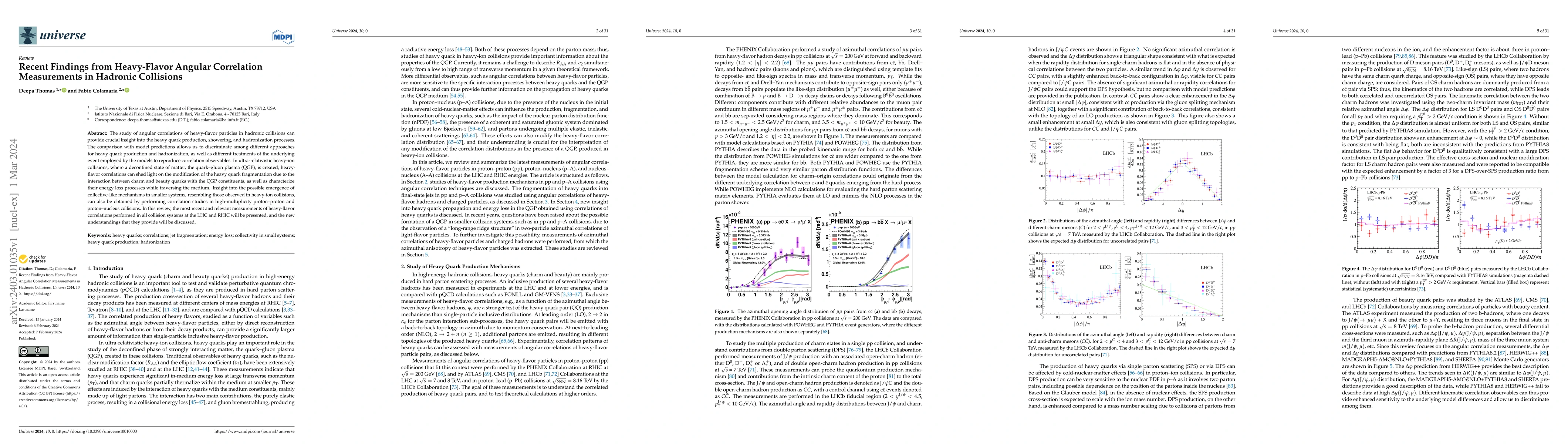 Thumbnail for Recent Findings from Heavy-Flavor Angular Correlation Measurements in
  Hadronic Collisions