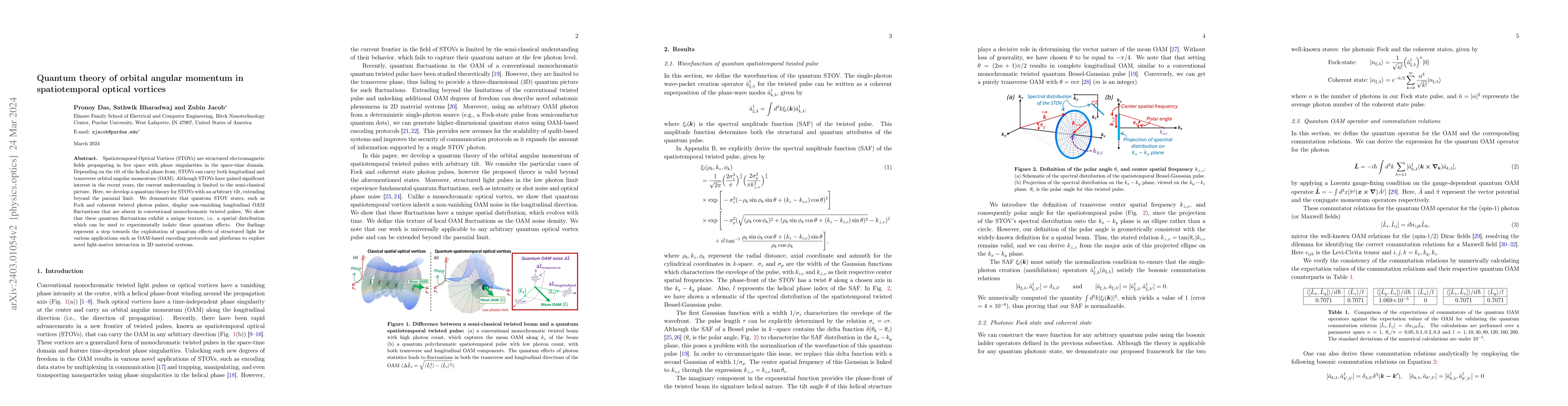 Thumbnail for Quantum theory of orbital angular momentum in spatiotemporal optical
  vortices