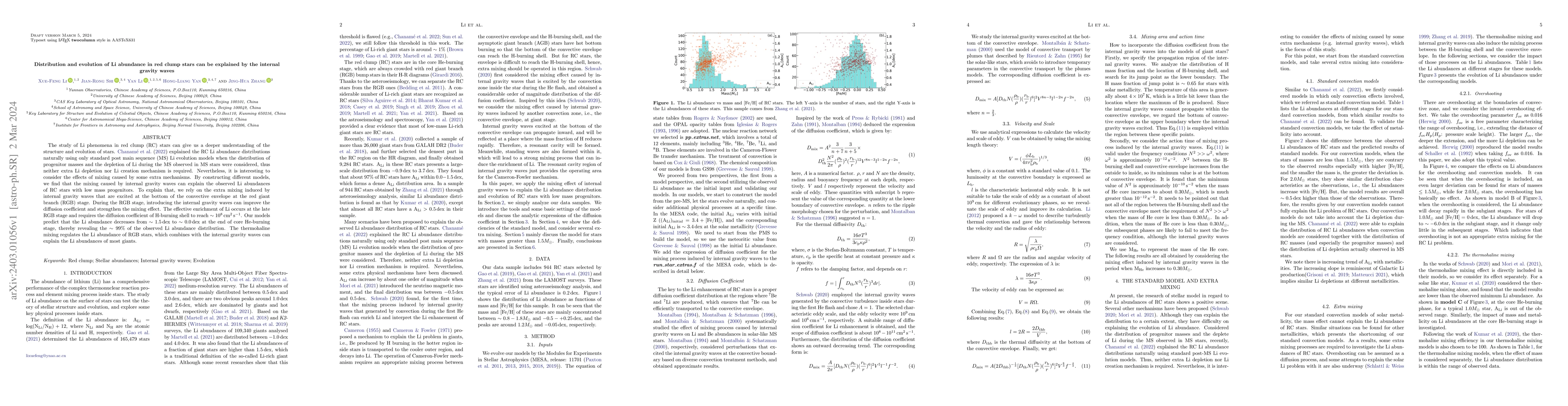 Thumbnail for Distribution and evolution of Li abundance in red clump stars can be
  explained by the internal gravity waves