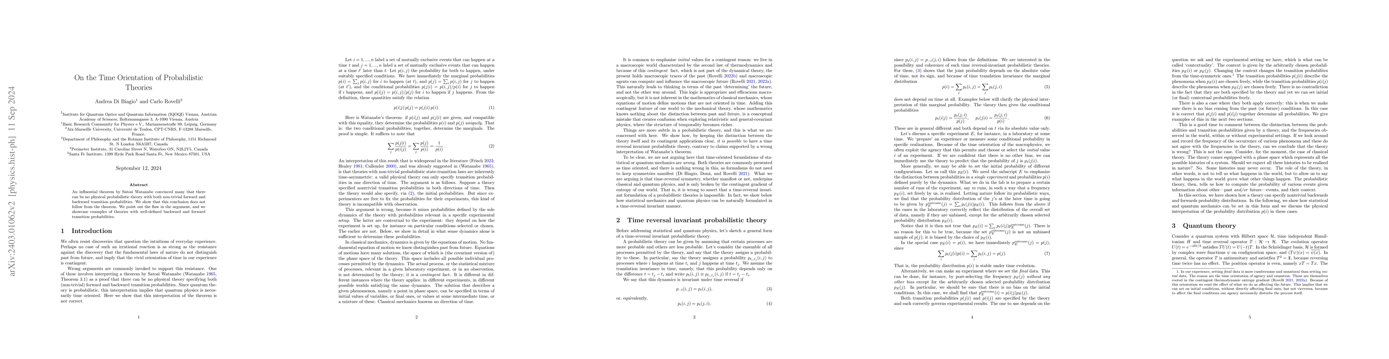 Thumbnail for On the Time Orientation of Probability