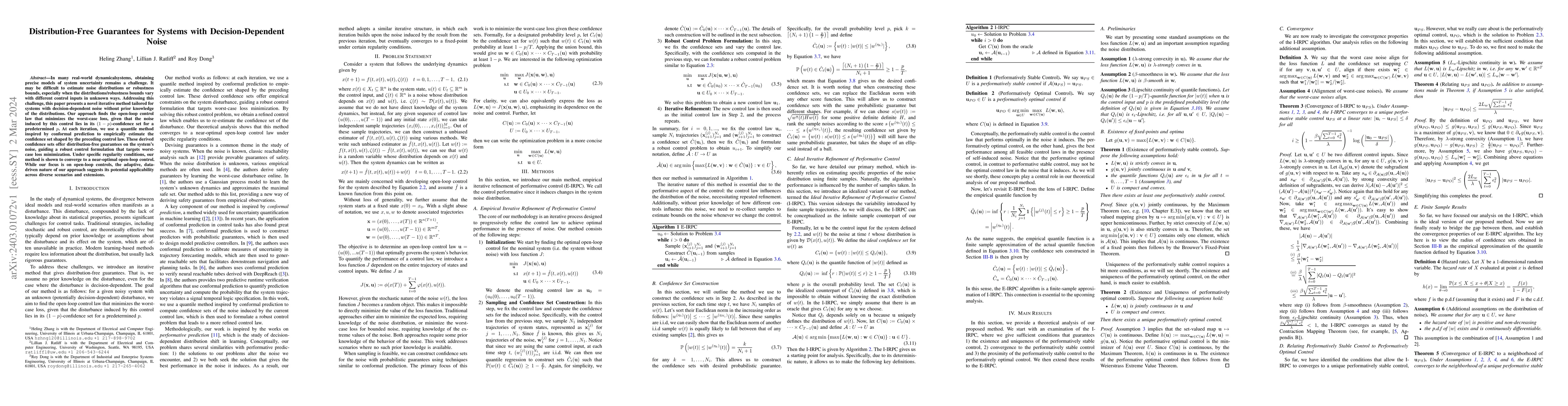 Thumbnail for Distribution-Free Guarantees for Systems with Decision-Dependent Noise