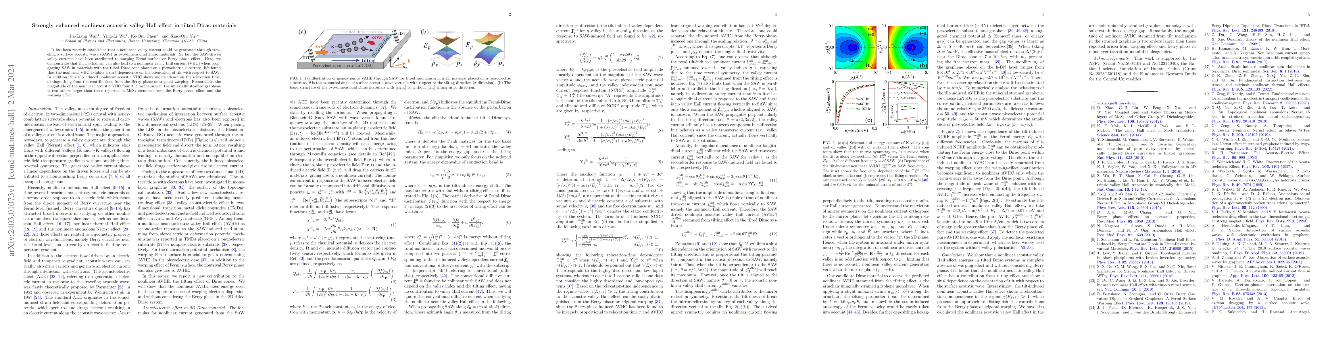 Thumbnail for Strongly enhanced nonlinear acoustic valley Hall effect in tilted Dirac
  materials