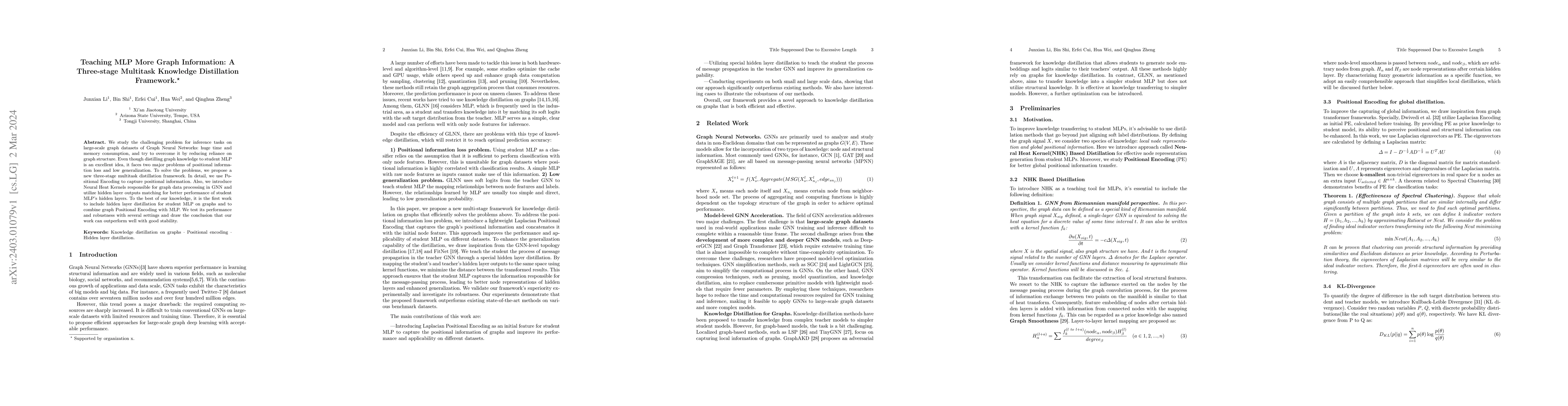 Thumbnail for Teaching MLP More Graph Information: A Three-stage Multitask Knowledge
  Distillation Framework