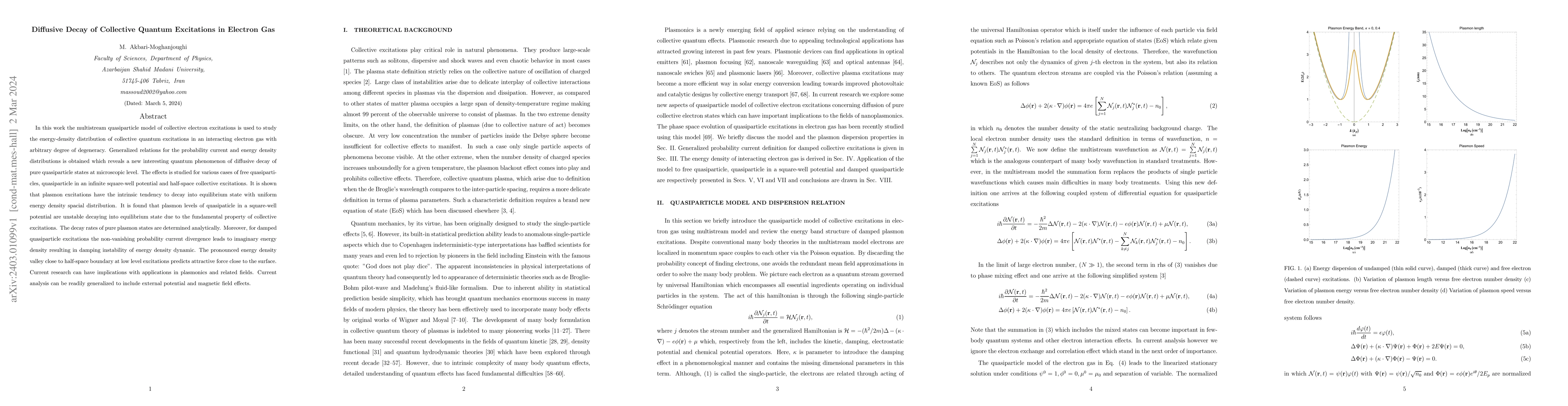 Thumbnail for Diffusive Decay of Collective Quantum Excitations in Electron Gas
