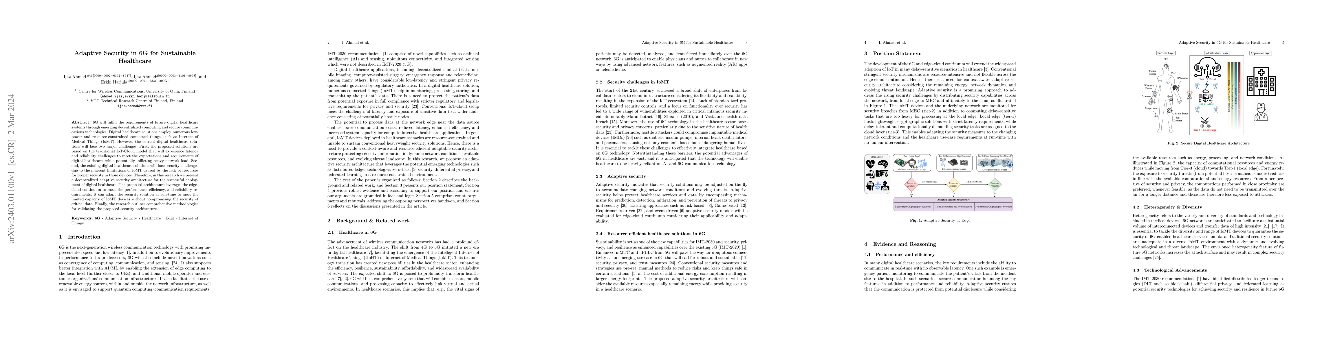Thumbnail for Adaptive Security in 6G for Sustainable Healthcare
