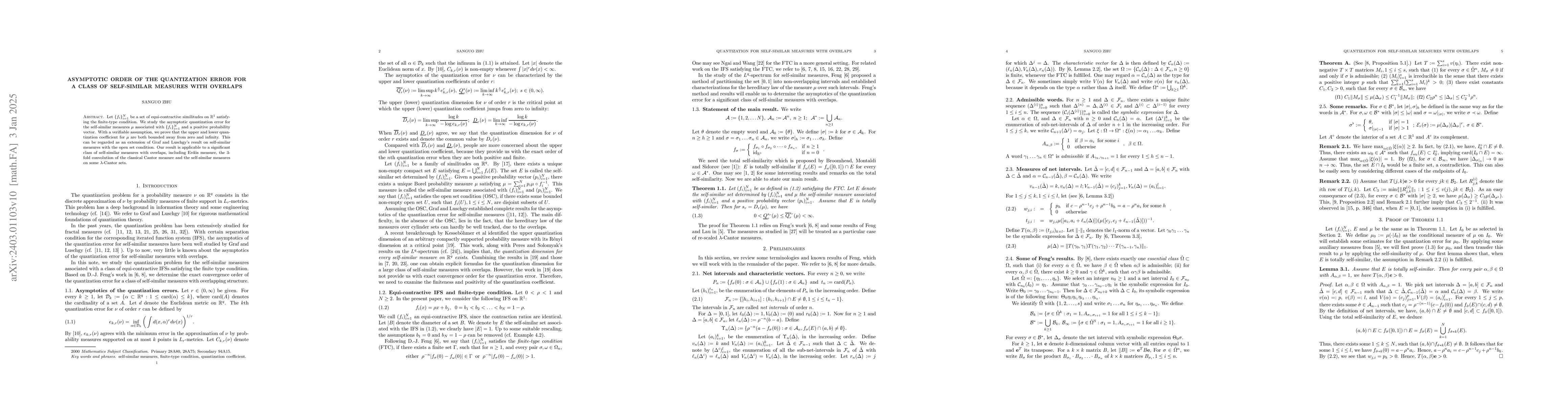 Thumbnail for Asymptotic order of the quantization error for a class of self-similar
  measures with overlaps