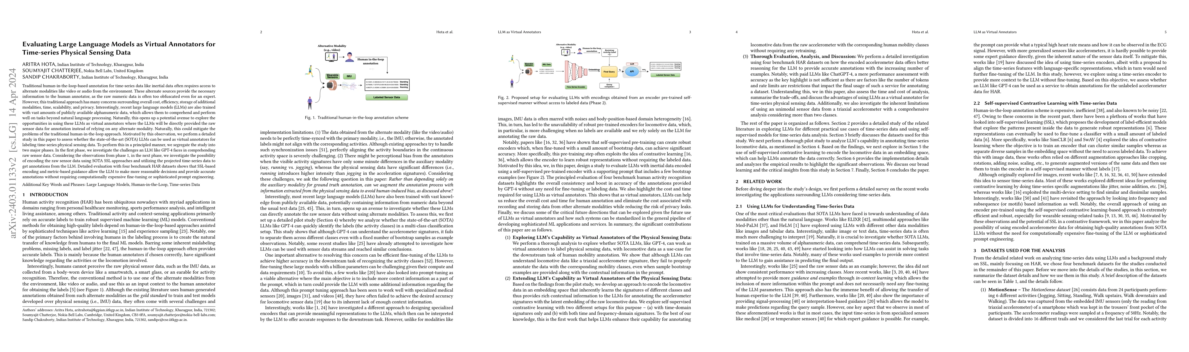 Thumbnail for Evaluating Large Language Models as Virtual Annotators for Time-series
  Physical Sensing Data