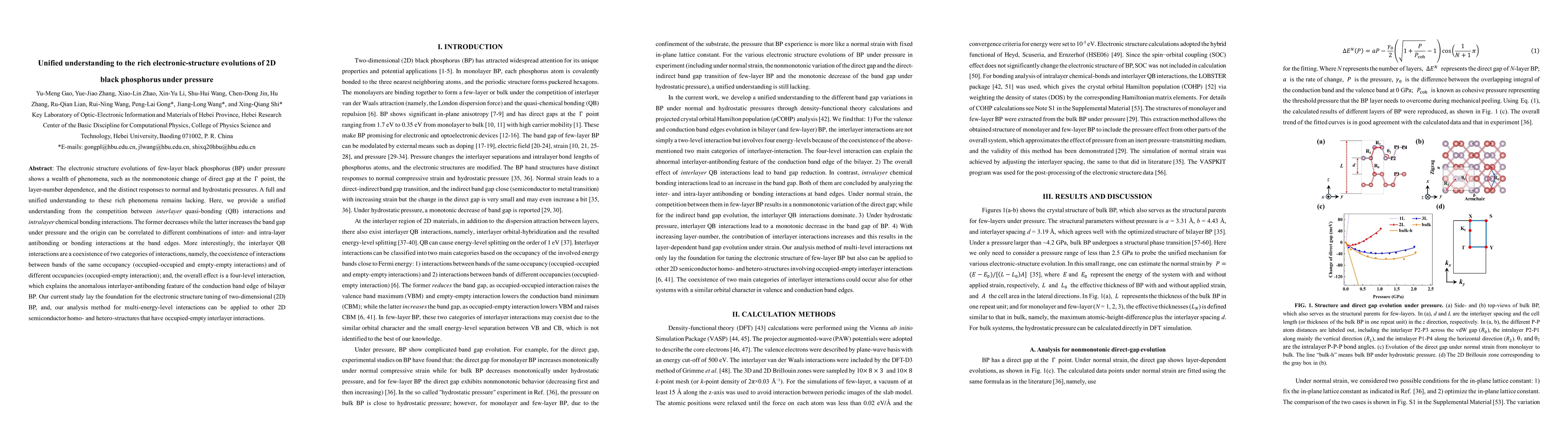 Thumbnail for Unified understanding to the rich electronic-structure evolutions of 2D
  black phosphorus under pressure