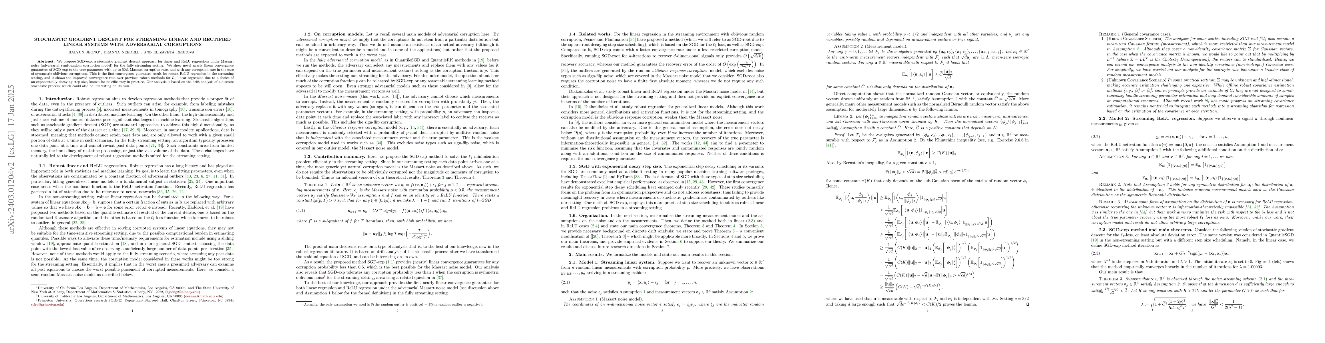 Thumbnail for Stochastic gradient descent for streaming linear and rectified linear
  systems with Massart noise