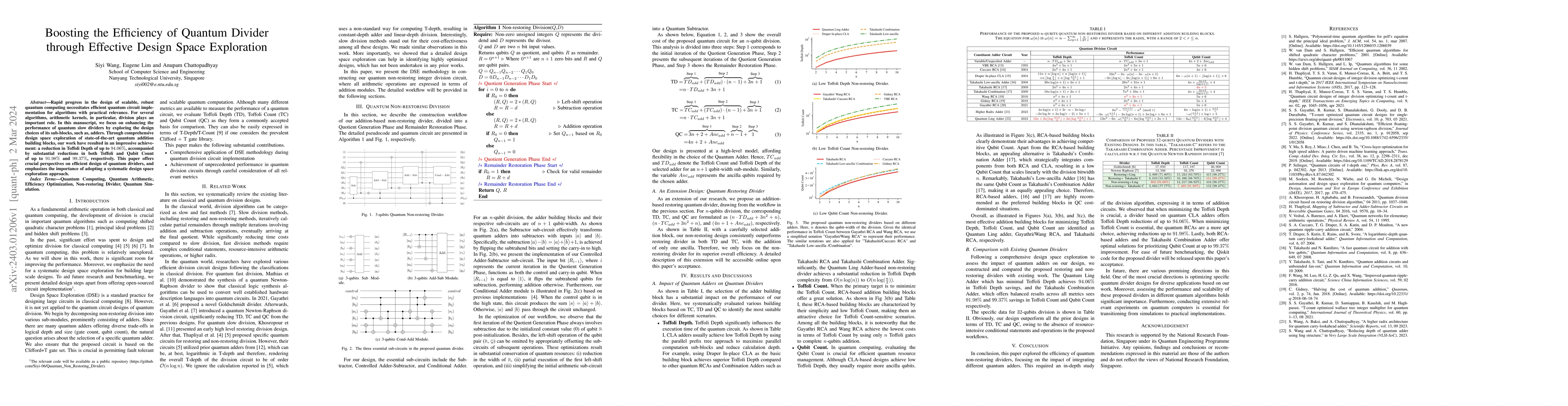 Thumbnail for Boosting the Efficiency of Quantum Divider through Effective Design
  Space Exploration