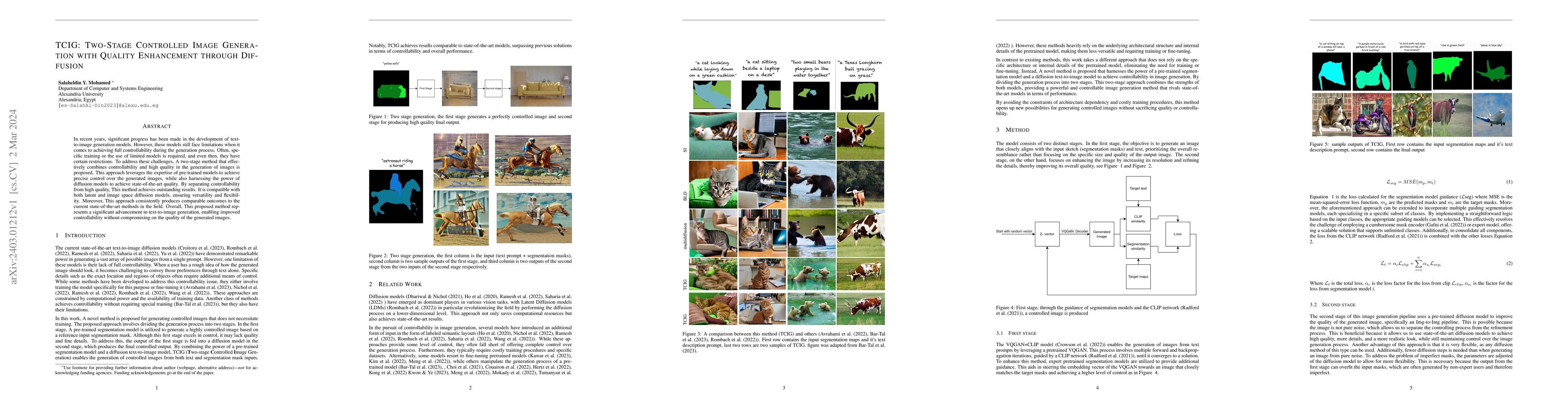 Thumbnail for TCIG: Two-Stage Controlled Image Generation with Quality Enhancement
  through Diffusion