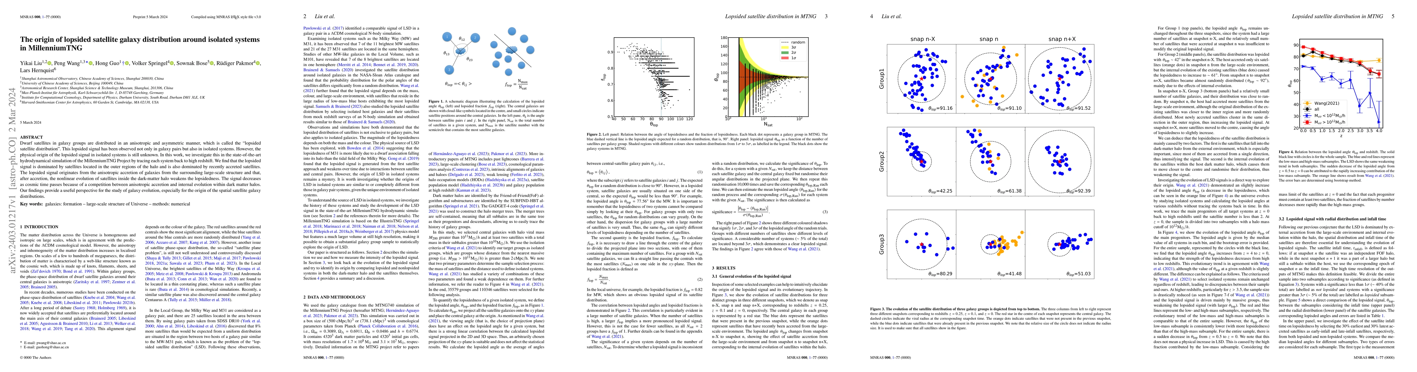 Thumbnail for The origin of lopsided satellite galaxy distribution around isolated
  systems in MillenniumTNG