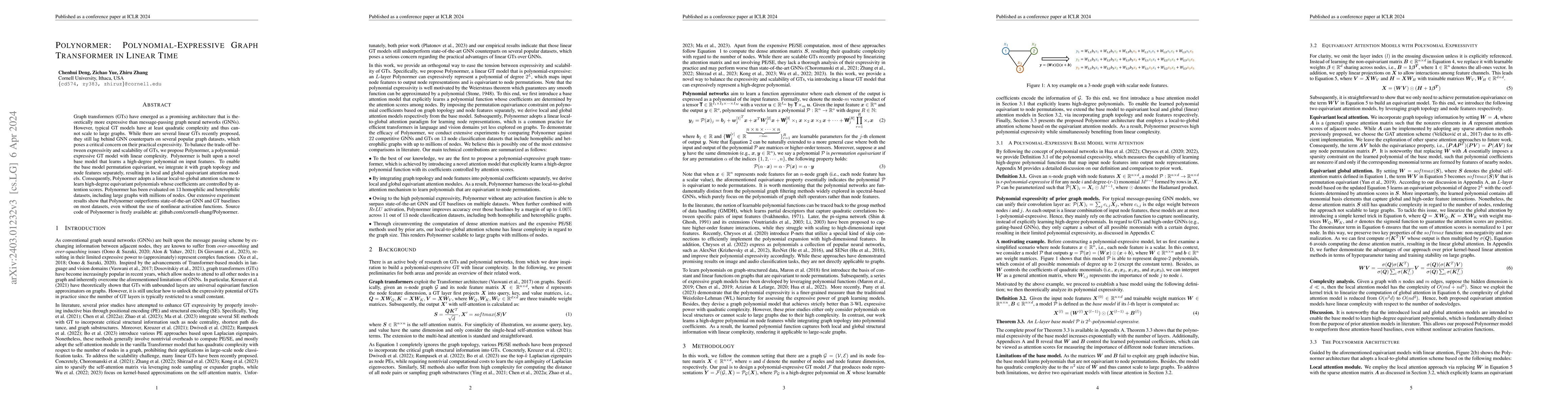 Thumbnail for Polynormer: Polynomial-Expressive Graph Transformer in Linear Time