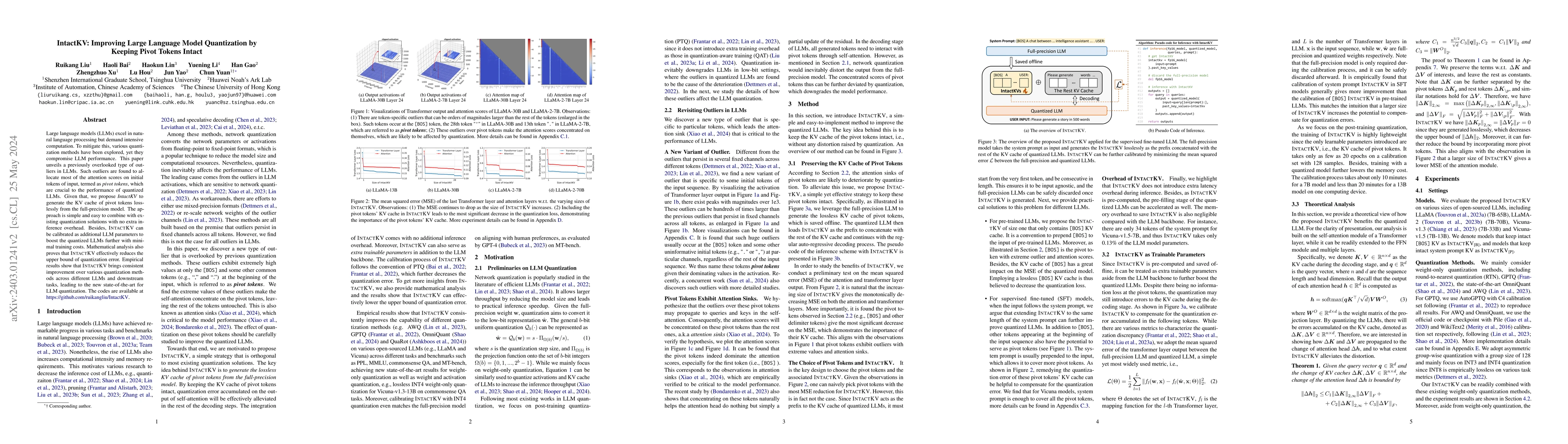 Thumbnail for IntactKV: Improving Large Language Model Quantization by Keeping Pivot
  Tokens Intact