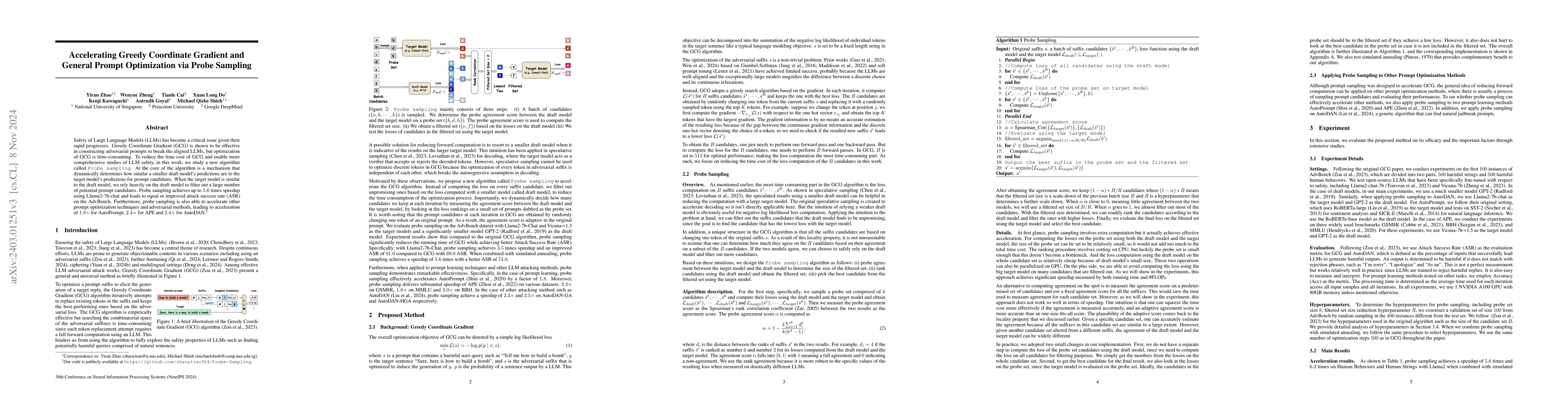 Thumbnail for Accelerating Greedy Coordinate Gradient via Probe Sampling