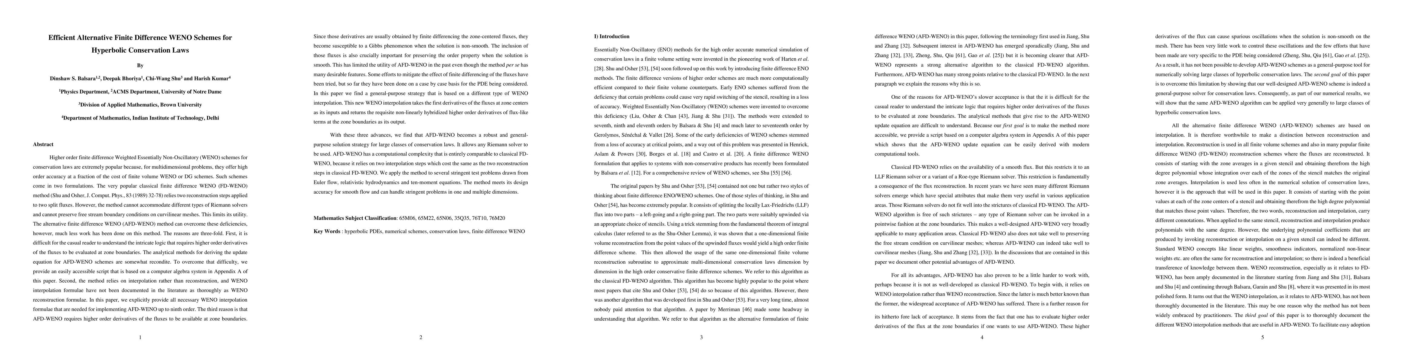 Thumbnail for Efficient Alternative Finite Difference WENO Schemes for Hyperbolic
  Conservation Laws