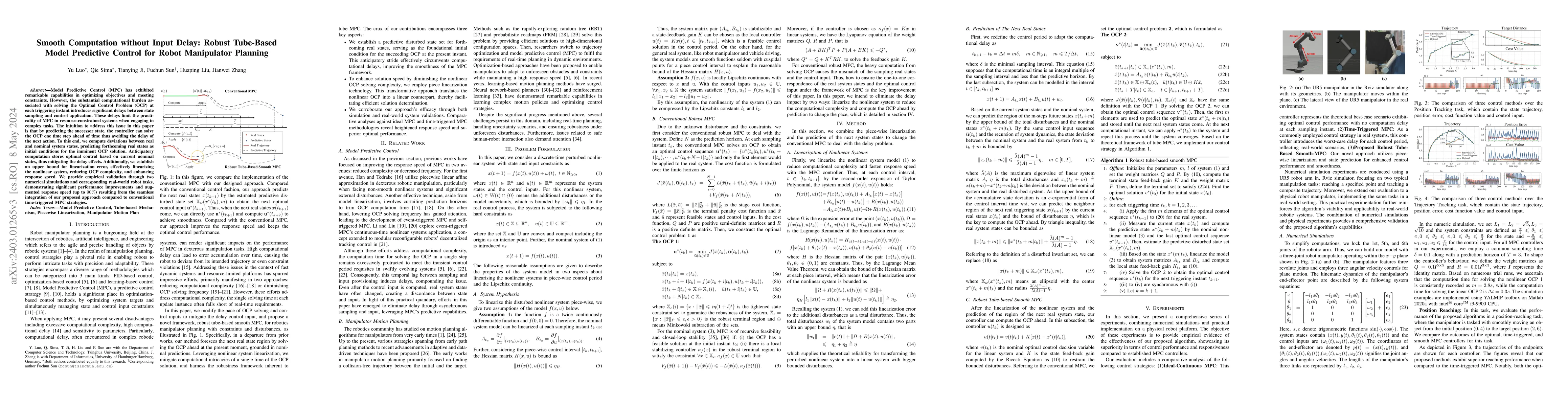 Thumbnail for Smooth Computation without Input Delay: Robust Tube-Based Model
  Predictive Control for Robot Manipulator Planning