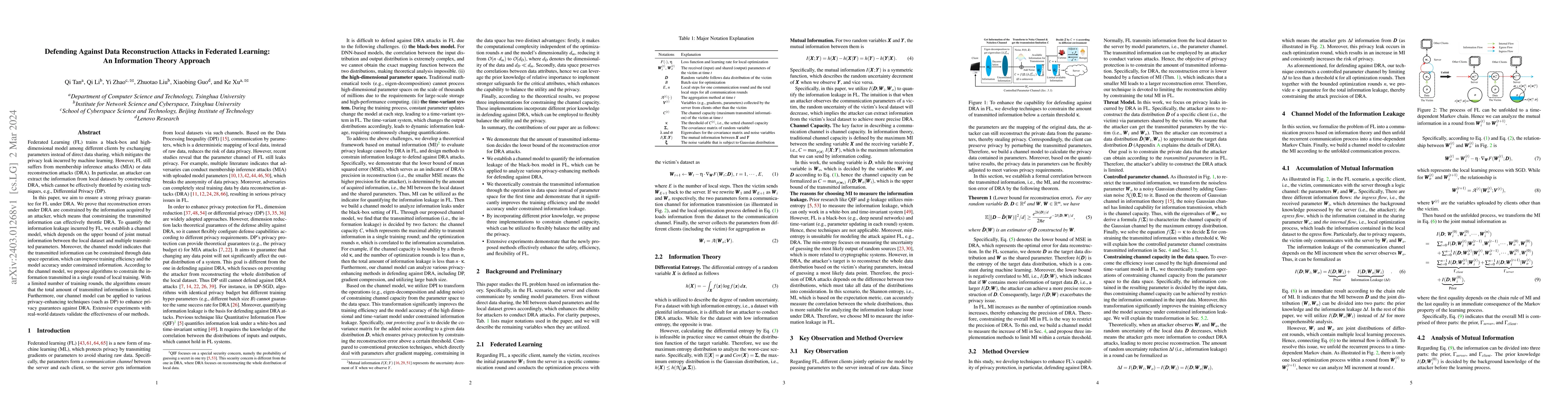 Thumbnail for Defending Against Data Reconstruction Attacks in Federated Learning: An
  Information Theory Approach