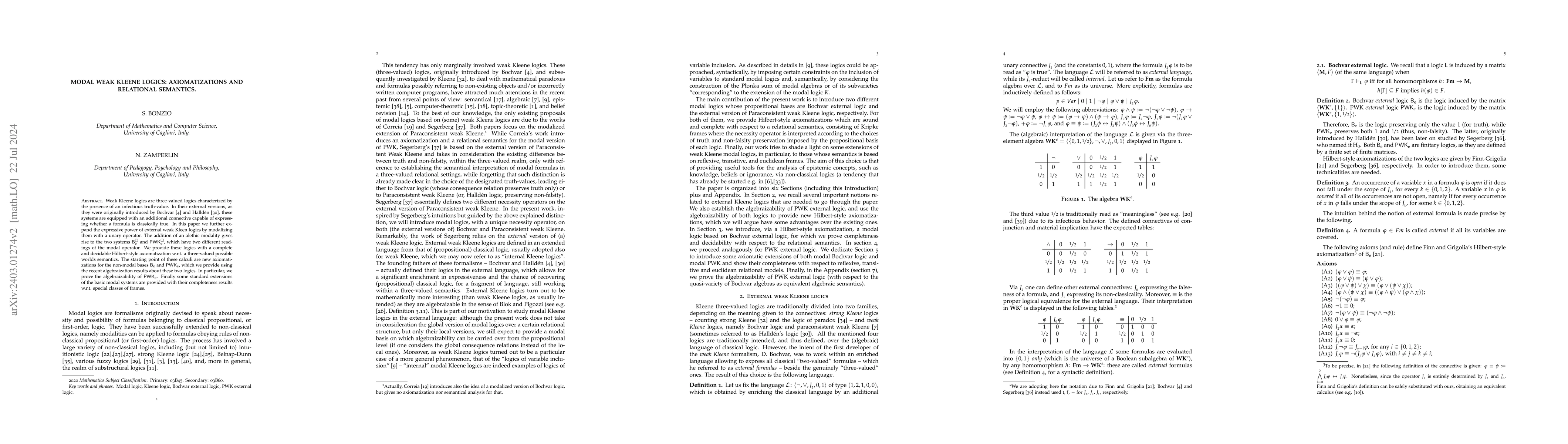 Thumbnail for Modal weak Kleene logics: axiomatizations and relational semantics
