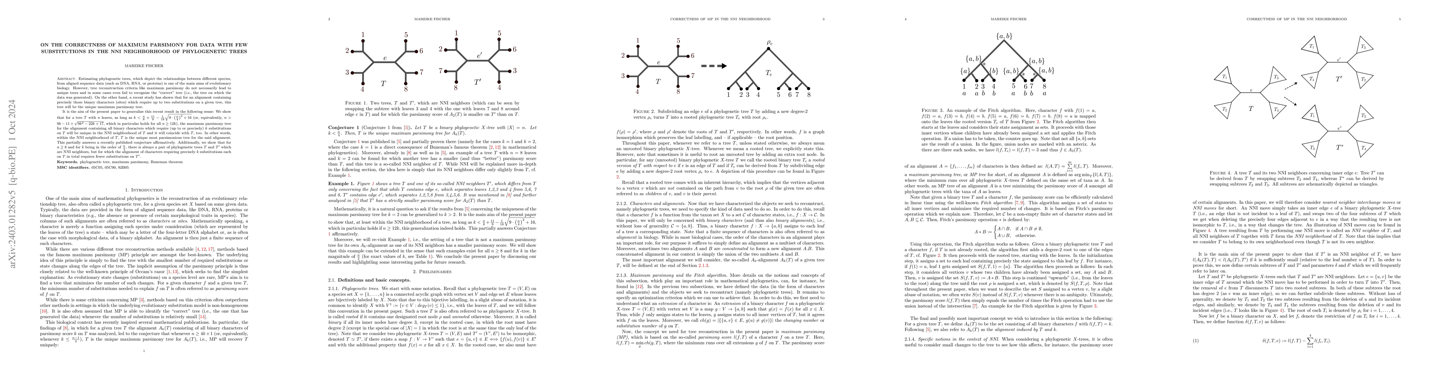 Thumbnail for On the uniqueness of the maximum parsimony tree for data with few
  substitutions within the NNI neighborhood