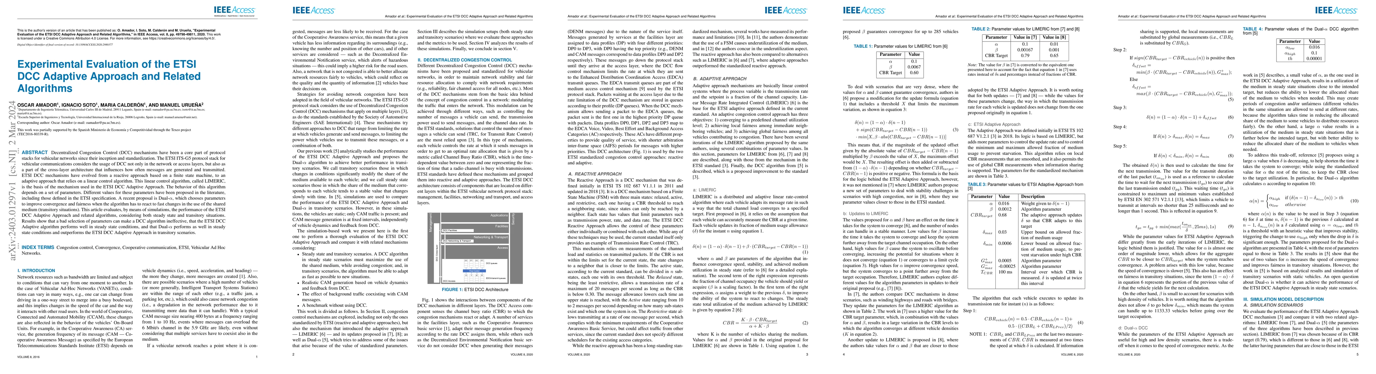 Thumbnail for Experimental Evaluation of the ETSI DCC Adaptive Approach and Related
  Algorithms