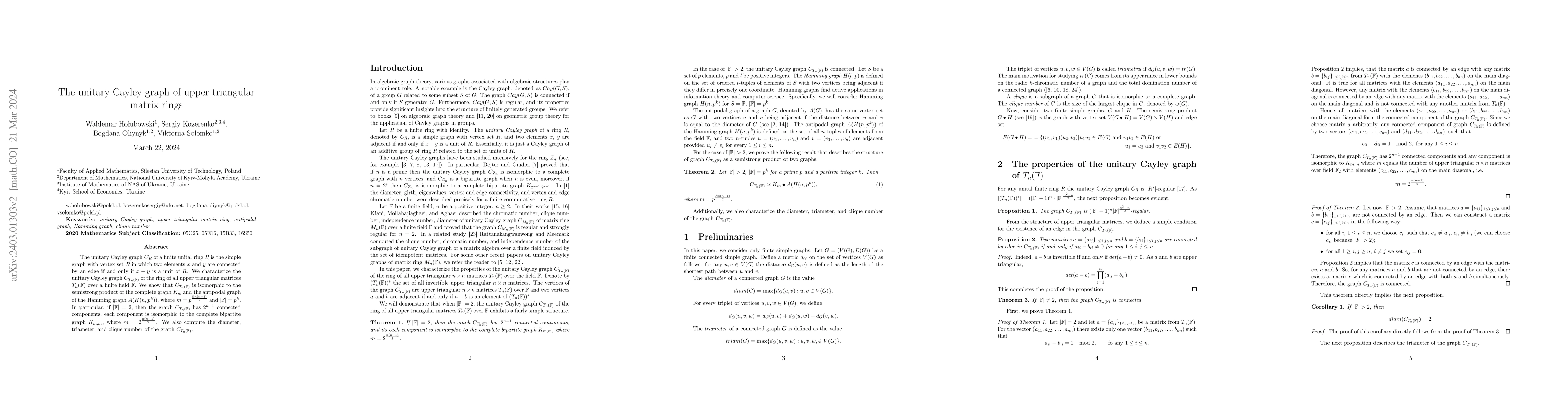 Thumbnail for The unitary Cayley graph of upper triangular matrix rings