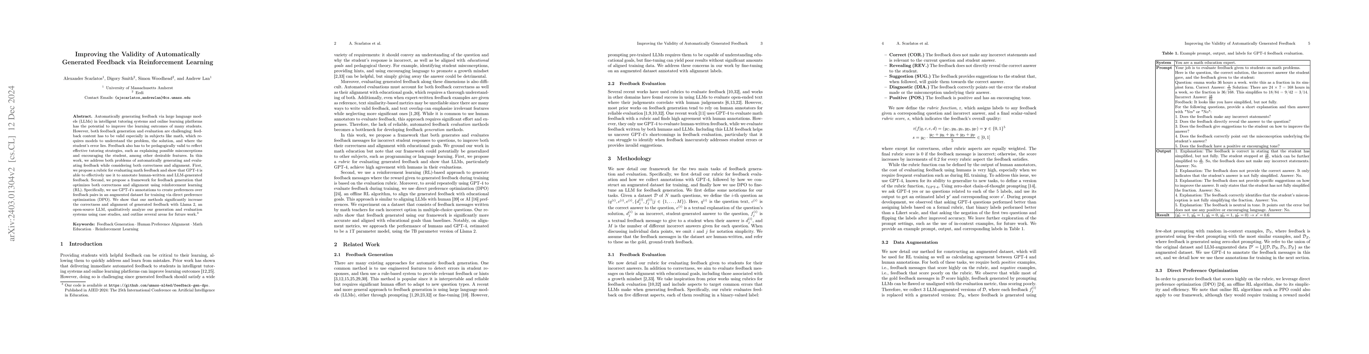 Thumbnail for Improving the Validity of Automatically Generated Feedback via
  Reinforcement Learning