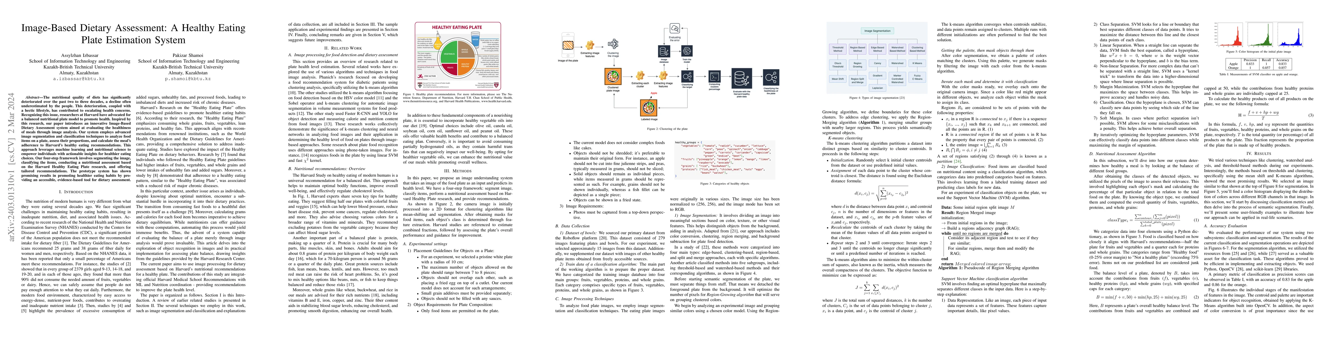 Thumbnail for Image-Based Dietary Assessment: A Healthy Eating Plate Estimation System