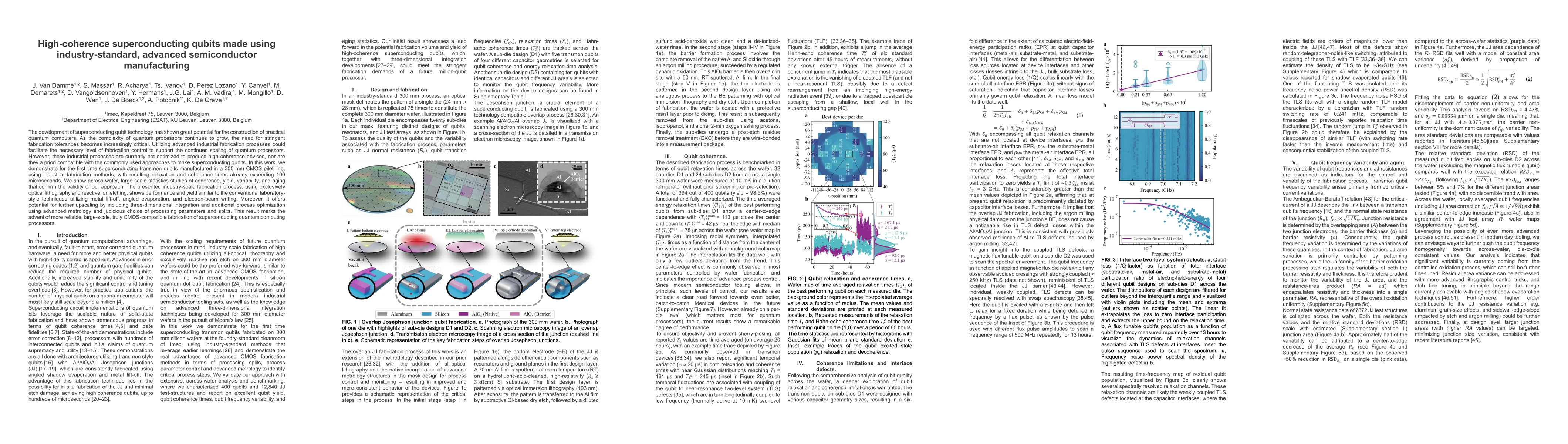 Thumbnail for High-coherence superconducting qubits made using industry-standard,
  advanced semiconductor manufacturing