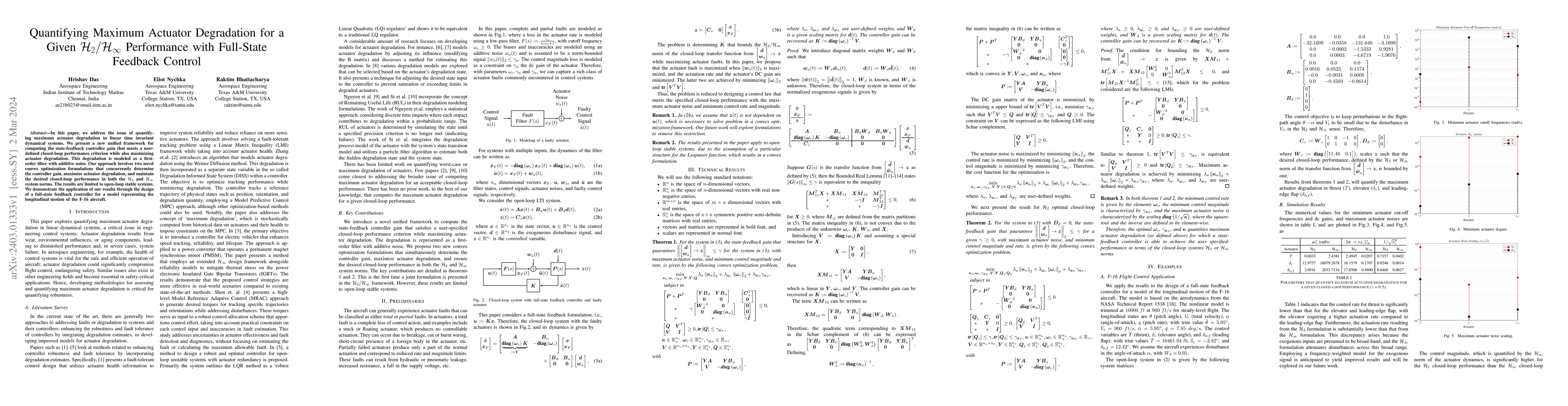 Thumbnail for Quantifying Maximum Actuator Degradation for a Given $H_2/H_{\infty}$
  Performance with Full-State Feedback Control