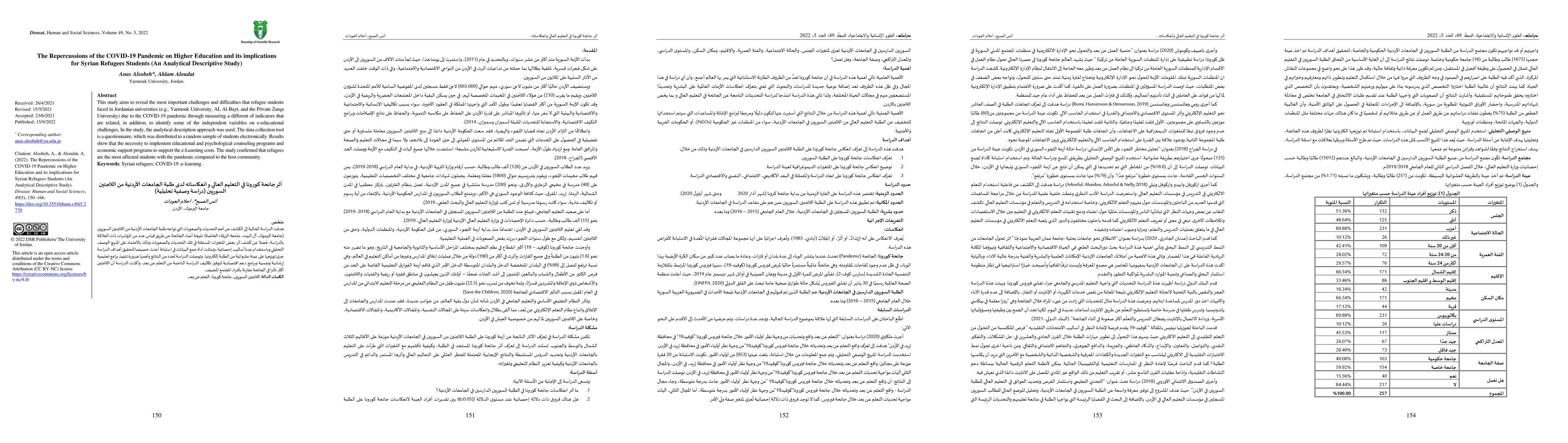 Thumbnail for The Repercussions of the COVID-19 Pandemic on Higher Education and its
  implications for Syrian Refugees Students (An Analytical Descriptive Study)
