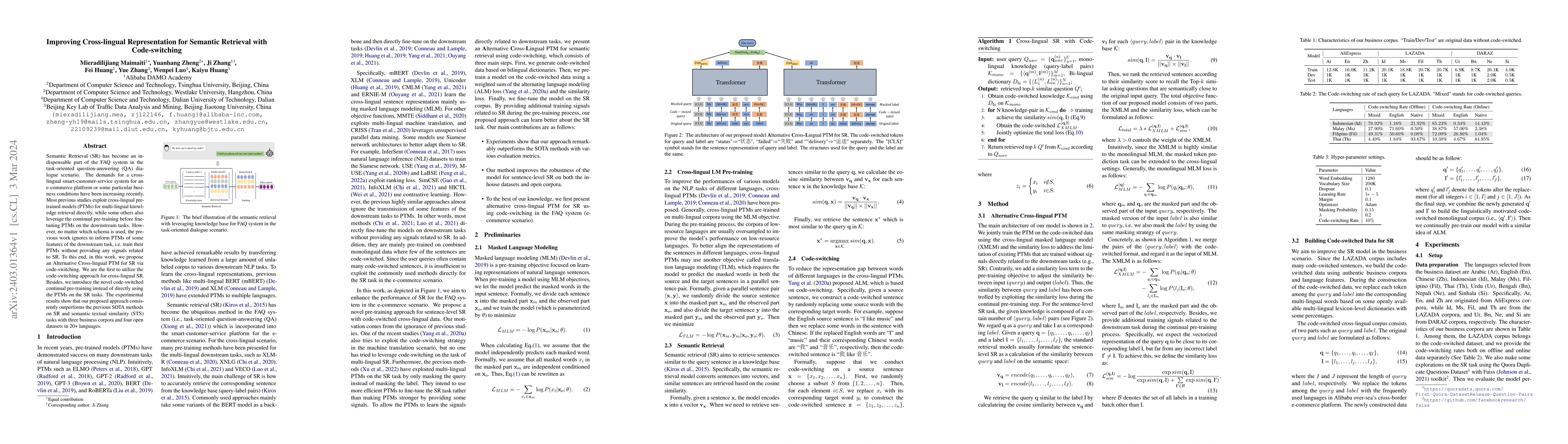 Thumbnail for Improving Cross-lingual Representation for Semantic Retrieval with
  Code-switching