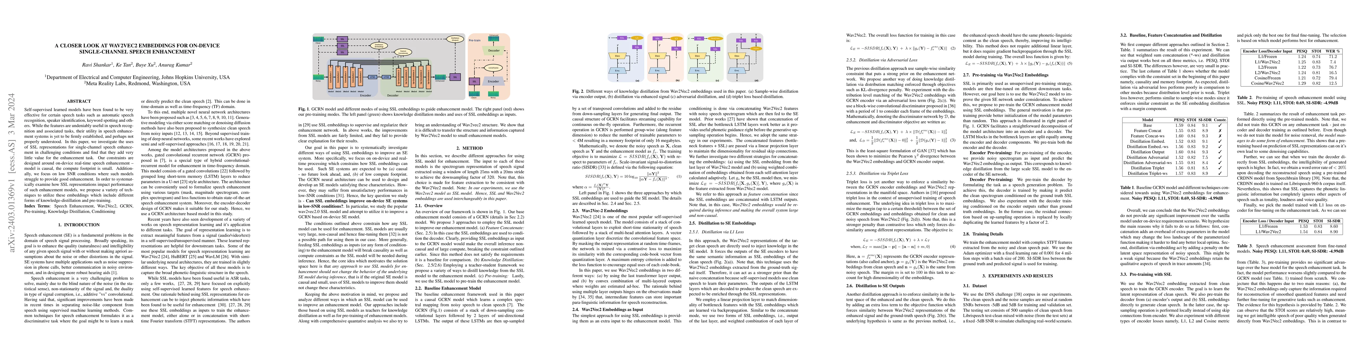 Thumbnail for A Closer Look at Wav2Vec2 Embeddings for On-Device Single-Channel Speech
  Enhancement