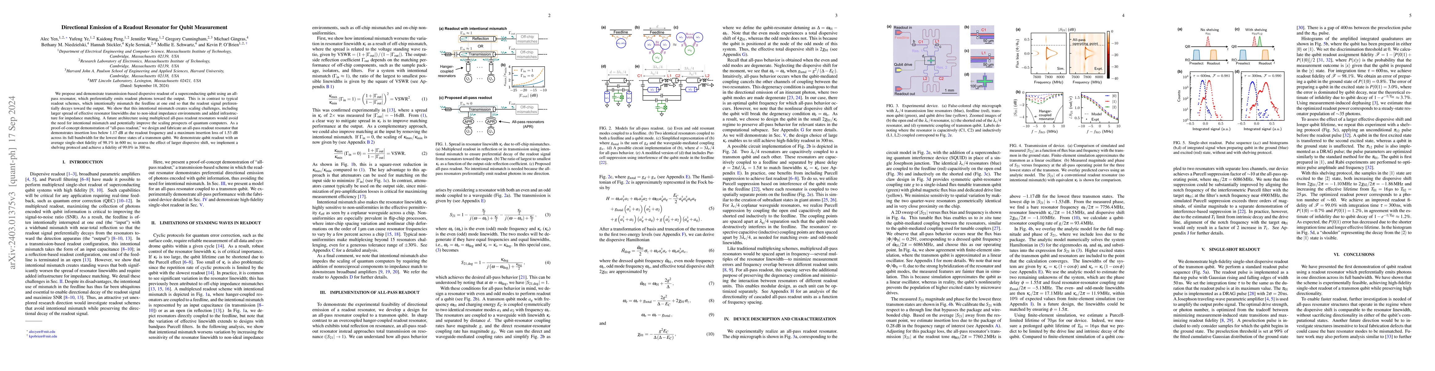 Thumbnail for Directional emission of a readout resonator for qubit measurement