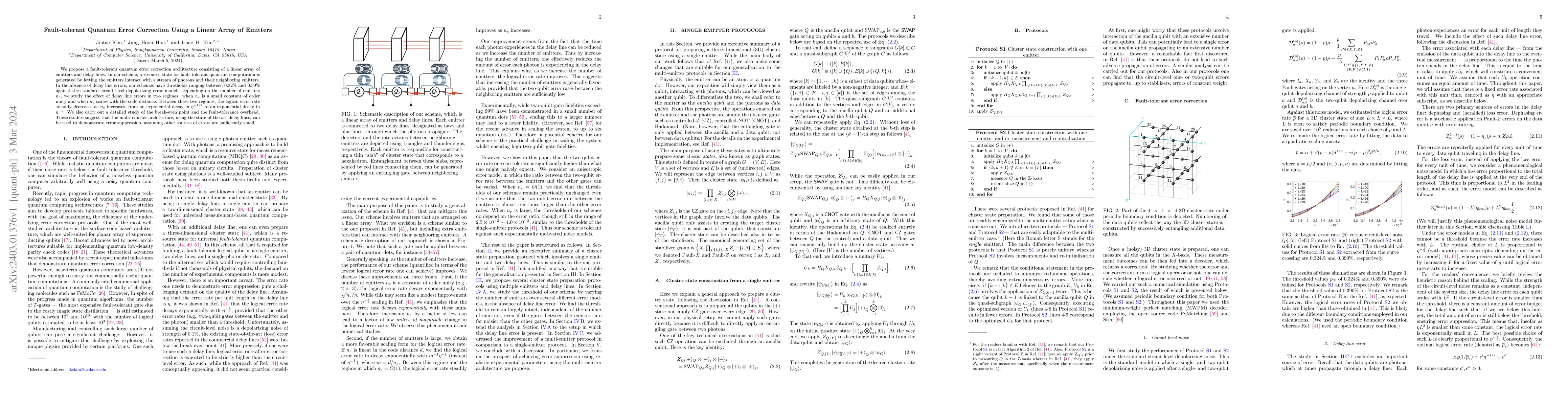 Thumbnail for Fault-tolerant Quantum Error Correction Using a Linear Array of Emitters