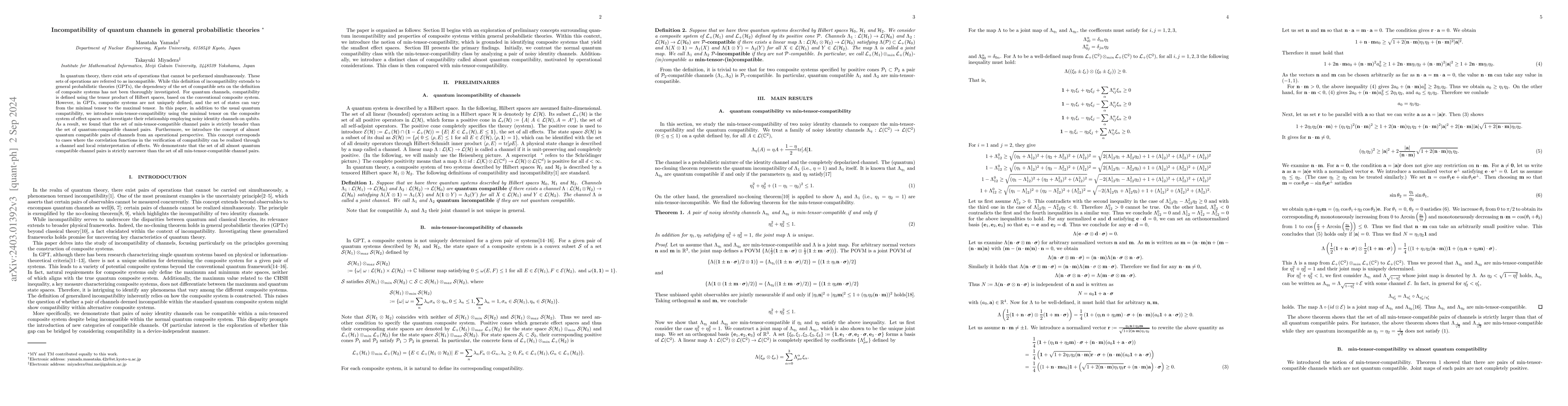 Thumbnail for The incompatibility of quantum channels in general probabilistic
  theories