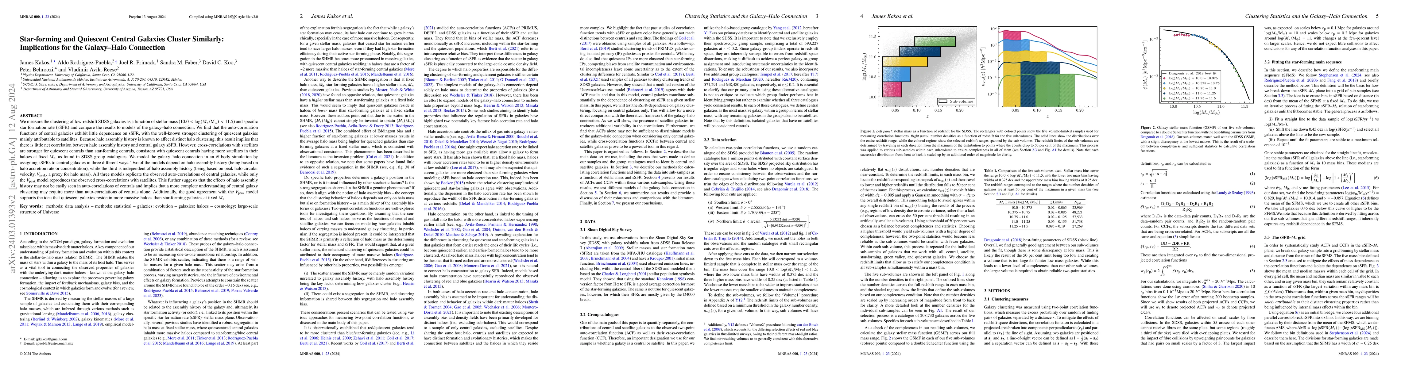Thumbnail for Star-forming and Quiescent Central Galaxies Cluster Similarly:
  Implications for the Galaxy-Halo Connection