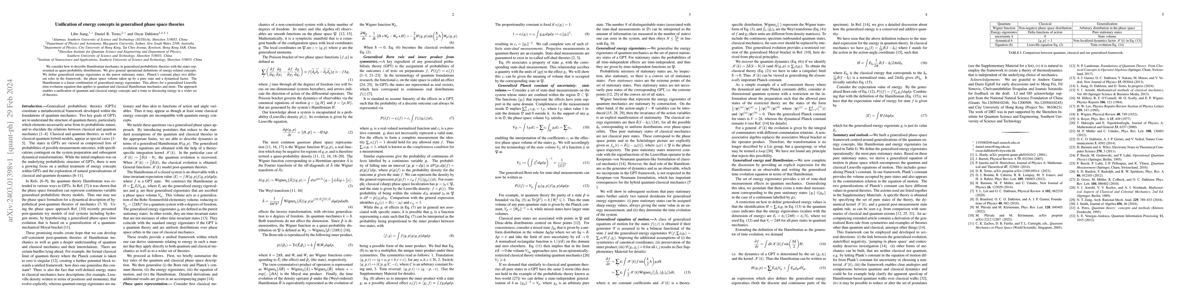 Thumbnail for Unification of energy concepts in generalised phase space theories
