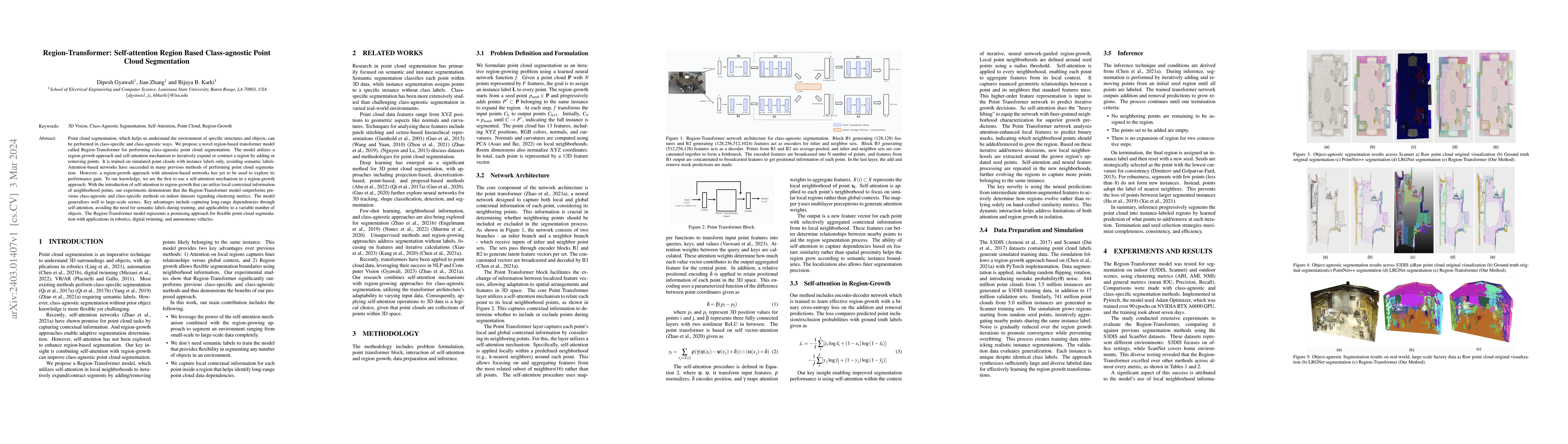 Thumbnail for Region-Transformer: Self-Attention Region Based Class-Agnostic Point
  Cloud Segmentation