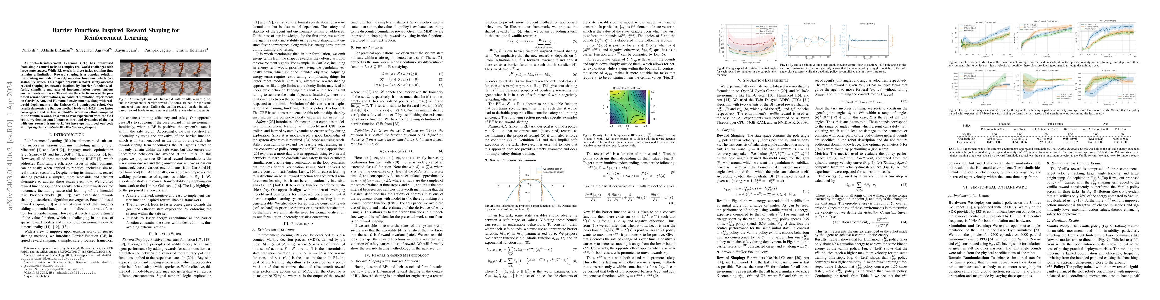 Thumbnail for Barrier Functions Inspired Reward Shaping for Reinforcement Learning