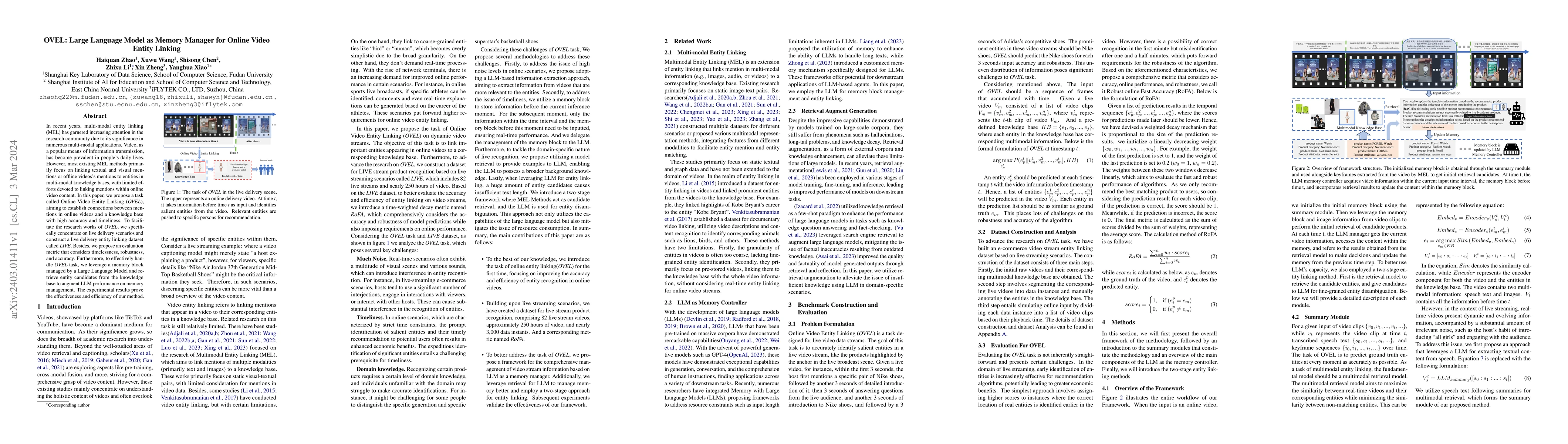 Thumbnail for OVEL: Large Language Model as Memory Manager for Online Video Entity
  Linking