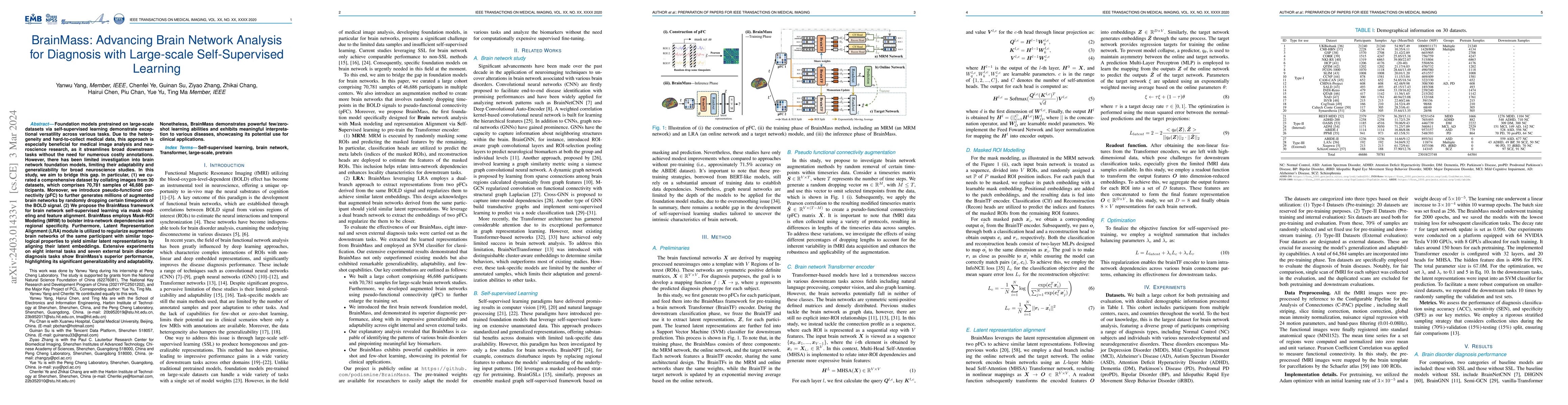 Thumbnail for BrainMass: Advancing Brain Network Analysis for Diagnosis with
  Large-scale Self-Supervised Learning