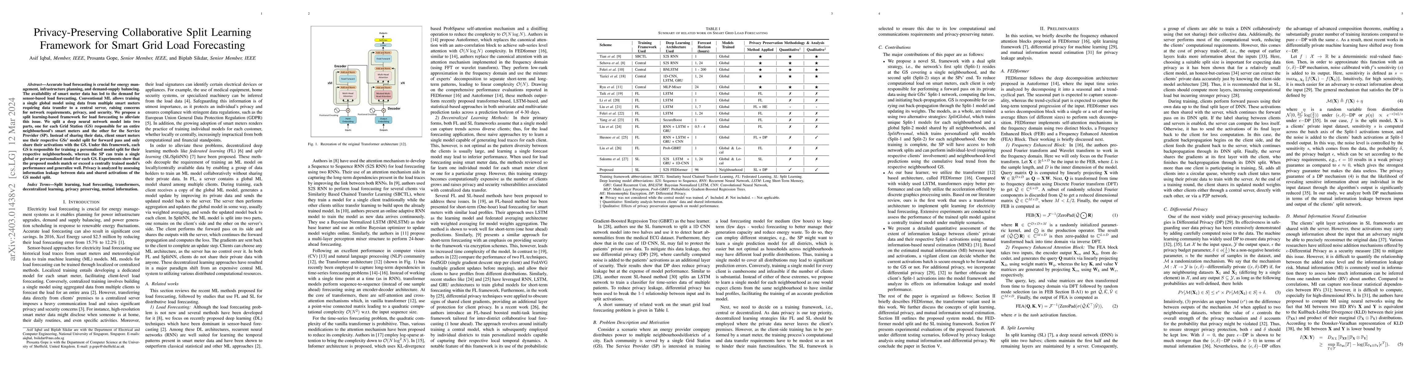 Thumbnail for Privacy-Preserving Collaborative Split Learning Framework for Smart Grid
  Load Forecasting