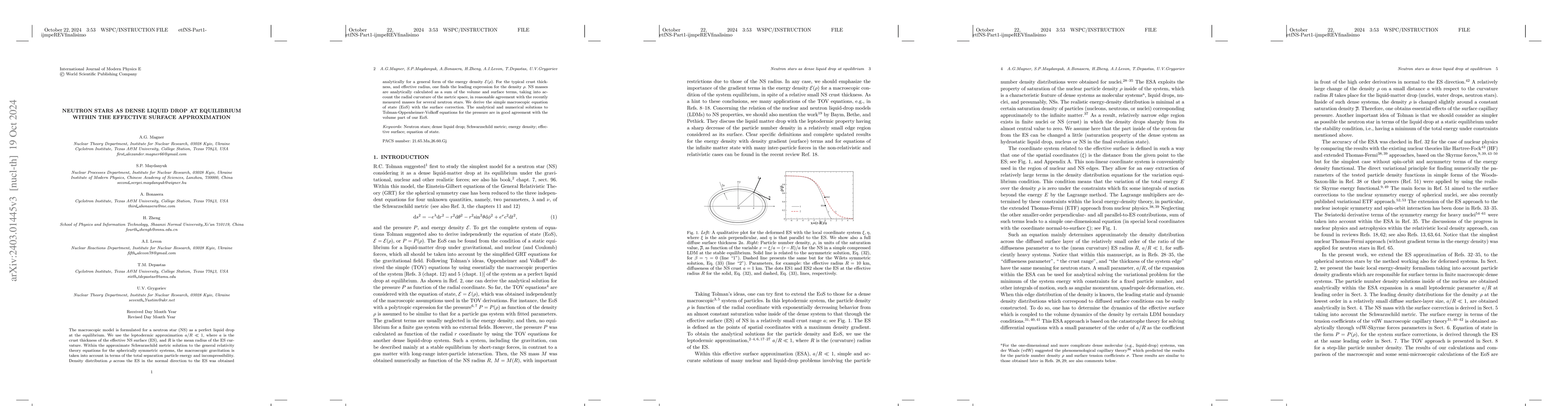 Thumbnail for Neutron stars as a dense liquid drop at equilibrium within the effective
  surface approximation