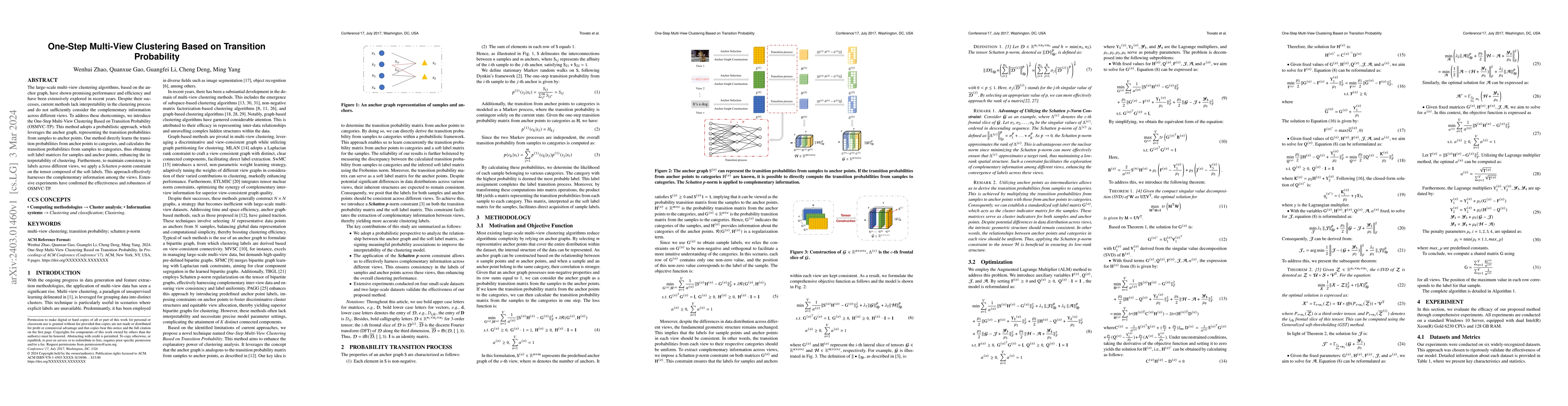 Thumbnail for One-Step Multi-View Clustering Based on Transition Probability