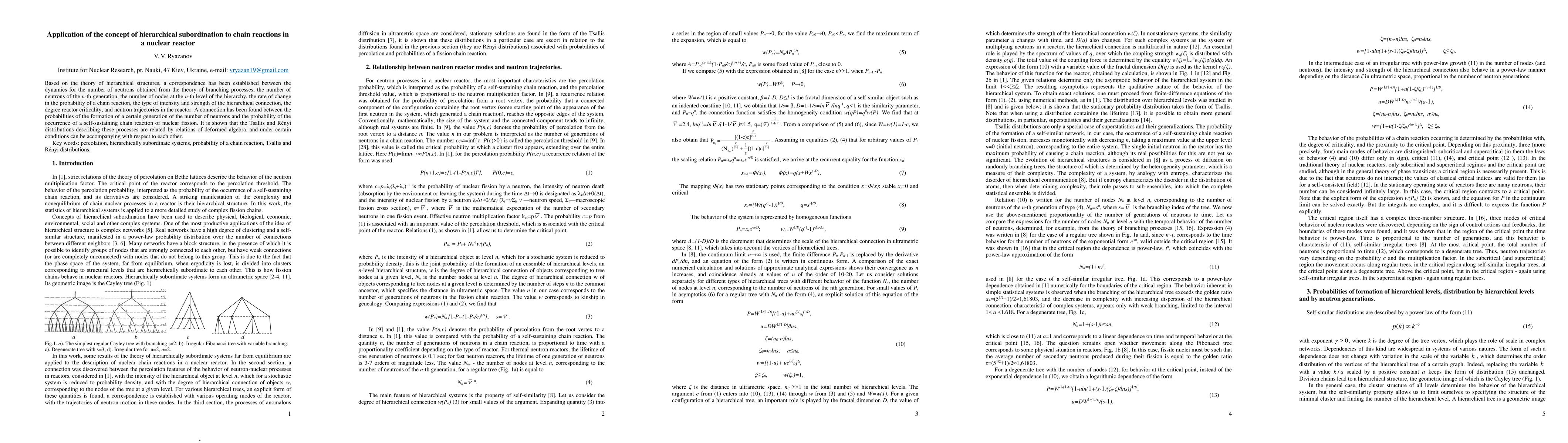 Thumbnail for Application of the concept of hierarchical subordination to chain
  reactions in a nuclear reactor