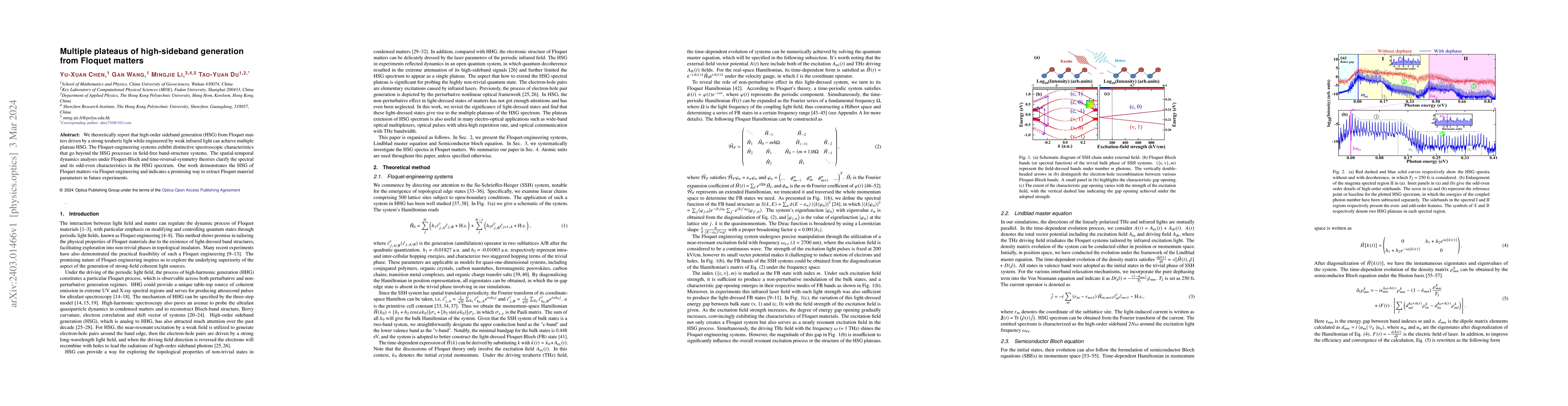 Thumbnail for Multiple plateaus of high-sideband generation from Floquet matters