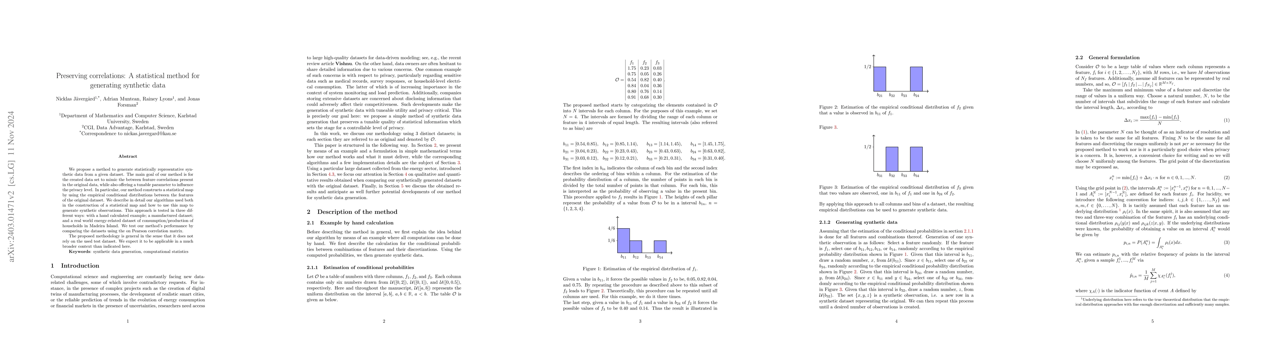 Thumbnail for Preserving correlations: A statistical method for generating synthetic
  data
